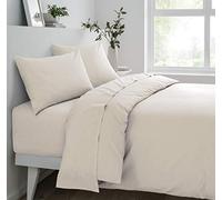 Sleepdown Fitted Sheet Super Soft Cosy Easy Care Polycotton Bed Linen Luxury Bedding Bedsheet 25cm Deep Non Iron - Natural - Super King