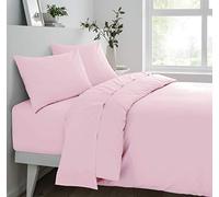 Sleepdown Fitted Sheet Super Soft Cosy Easy Care Polycotton Bed Linen Luxury Bedding Bedsheet 25cm Deep Non Iron - Soft Pink - Super King