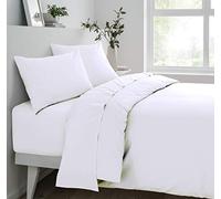 Sleepdown Fitted Sheet Super Soft Easy Care Polycotton Bed Linen - White - Single