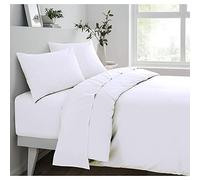 Sleepdown Fitted Sheet Super Soft Easy Care Polycotton Bed Linen - White - Single