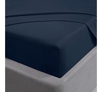 Sleepdown Flat Sheet 100% Brushed Cotton Flannelette Luxury Bedding Soft Cosy Top Bedsheet Bed Linen - Navy Blue - Super King