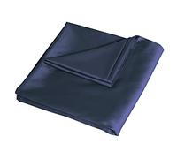 Sleepdown Flat Sheet 100% Cotton Sateen Soft Cosy 300 Thread Count Luxury Bedding Bedsheet Bed Linen - Navy Blue - Double (230cm x 254cm) 5056242826132