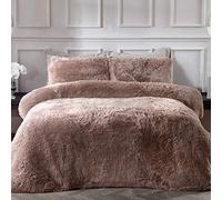 Sleepdown Fleece Luxury Long Pile Faux Fur Mink Super Soft Easy Care Duvet Cover Quilt Bedding Set with Pillowcases - Double (200cm x 200cm)