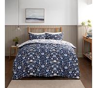 Sleepdown Floral Damask Navy Blue White Reversible Duvet Cover Quilt and Pillow Cases Bedding Set Soft Easy Care - Double (200cm x 200cm), 5056242832256