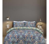 Sleepdown Folk Floral Blue Duvet Set, Super Soft, Reversible Design Single Duvet Cover (135 X 200 CM), Button Fastening, 100% Polyester Microfibre Bedding Set with Pillowcase