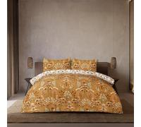 Sleepdown Folk Floral Mustard Duvet Set, Super Soft, Reversible Design Single Duvet Cover (135 X 200 CM), Button Fastening, 100% Polyester Microfibre Bedding Set with Pillowcase