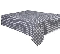 Sleepdown Gingham Printed Decorative 100% Cotton Half Panama Table Cloth for Dining Table - Durable Stain Resistant Table Cover - Grey - 137cm x 178cm
