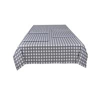 Sleepdown Gingham Printed Decorative 100% Cotton Half Panama Table Cloth for Dining Table - Durable Stain Resistant Table Cover - Grey - 137cm x 229cm