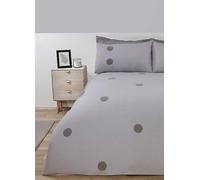 Sleepdown Grey Embroidered Tufted Polka Dot Circles Duvet Cover Set Green