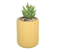 Sleepdown Halo Green Leaf Ochre Textured Pot Artificial Faux Plant for Home Office Bathroom Decor Indoor Decoration Aesthetics, Small