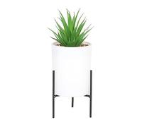 Sleepdown Halo Green Leaf White Pot Stand Artificial Faux Plant for Home Office Bathroom Decor Indoor Decoration Aesthetics