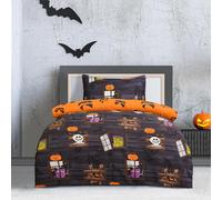 Smart Living Luxury Soft Reversible Haunted House Duvet Cover & Pillowcases In Charcoal Charcoal