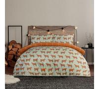 Sleepdown Highland Cow Design Duvet Set, Super Soft Microfibre Reversible Button Fastening Bedding Set with Pillowcase, Single Duvet Cover 135 x 200 CM Green