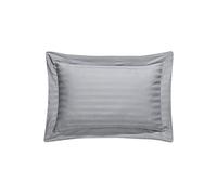Sleepdown Hotel Quality Oxford Pillowcases 100% Cotton Satin Stripe 2 Pack Luxury Pillow Covers Super Soft - Grey - (63cm x 89cm +7cm),