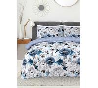 Sleepdown Inky Floral Blue Duvet Cover Set Blue