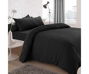 Sleepdown Jersey Melange Fitted Sheet - Warm, Comfortable and Easy Care Plain Yarn Dyed - King, Charcoal