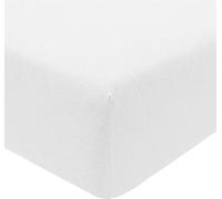 Sleepdown Jersery Melange White Fitted Sheet (90 x 190cm) Warm Cosy Easy Care Plain Yarn Dyed Bed Linen - Single