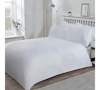 Sleepdown Lace Panel Band Border White Luxury Soft Easy Care Duvet Cover Quilt Bedding Set with Pillowcases - Double (200cm x 200cm) 5056242802358