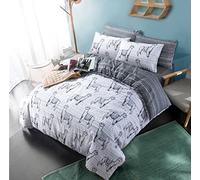 Sleepdown Lalamas Animal print Reversible Quilt Duvet Cover Set Easy Care Anti- Allergic Soft & Smooth with Pillowcases(King), White & Grey