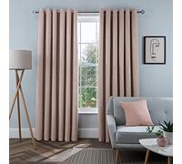 Sleepdown Linen Look Eyelet Blackout Lined Curtains Thermal Insulated for Bedroom and Living Room Blush, 46 x 54 Inch