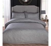 Sleepdown Luxury Bedding Set with Pillowcase, Super Soft Easy Care Jacquard Duvet Cover with Geometric Pattern, Premium Polyester Fabric for Comfort & Durability King (230cm x 220cm)