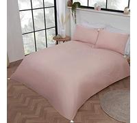 Sleepdown Luxury Boho Embroidered Panel Band Plain Blush Pink White Tassels Easy Care Soft Cosy Duvet Cover Quilt Bedding Set with Pillowcases - King (220cm x 230cm) 5056242802648