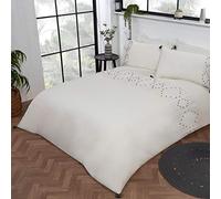 Sleepdown Luxury Boho Embroidered Panel Band Plain White Black Tassels Easy Care Soft Cosy Duvet Cover Quilt Bedding Set with Pillowcases - Super King (260cm x 220cm) white black | 5056242802617