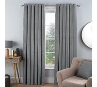 Sleepdown Luxury Chenille Eyelet Lined Curtains for Bedroom and Living Room 2x 46" x 54", 5056242840145 Silver 2 Panels