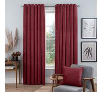 Sleepdown Luxury Chenille Eyelet Lined Curtains for Bedroom and Living Room 66 x 54 Inch Red 2 Panels, 5056242840435