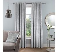 Sleepdown Luxury Crushed Velvet Eyelet Lined Curtains Super Thermal Insulated for Bedroom and Living Room 46 x 72 Inch Silver