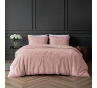 Sleepdown Luxury Long Pile Faux Fur Blush Pink Super Soft Easy Care Duvet Cover Quilt Bedding Set with Pillowcases - Super King (220cm x 260cm)