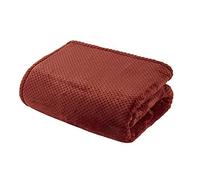 Sleepdown Luxury Waffle Fleece Rust Orange Throw Over Sofa Super Soft Warm Cosy Honeycomb Bed Blanket Bedspread - 200cm x 250 cm
