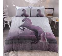 Sleepdown Magical Unicorn Animal Print 3D Design Duvet Cover Quilt Bedding Set with Pillowcases (King)