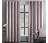 Sleepdown Marble Effect Velvet Blackout Thermal Insulated Eyelet Curtains for Bedroom and Living Room - 46x72 - Blush Pink - 2 Panels,5056242896302