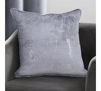 Sleepdown Marble Effect Velvet Filled Cushion Soft Decorative Cushion for Home Decor Sofa Bedroom and Car - 45cm x 45cm - Grey,5056242896449