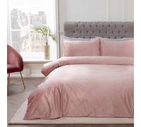Sleepdown Matt Velvet Blush Pink Super Soft Easy Care Plain Duvet Cover Quilt Bedding Set with Pillowcases - King (220cm x 230cm)