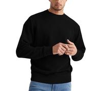 Sleepdown Men's Crewneck Sweatshirt, Soft Midweight Long Sleeve Fleece Sweatshirt for Men, Basic Pullover Mens Sweatshirt, Black, L