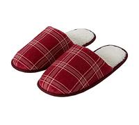 Sleepdown Mens Printed Check Fleece Mule Slippers (11/12 UK, Red)