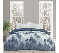 Super Soft Reversible Misty Forest Duvet Set , Single,Navy