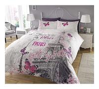 Sleepdown New Paris Romance Duvet Cover & Pillowcase Set Bedding Digital Print Quilt Case Bedding Bedroom Daybed (Double)