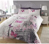 Sleepdown New Paris Romance Duvet Cover & Pillowcase Set Bedding Digital Print Quilt Case Bedding Bedroom Daybed (Single)