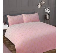 Sleepdown Ombre Metallic Deco Blush Pink Scallop Luxury Soft Cosy Easy Care Duvet Cover Quilt Bedding Set with Pillowcases - King (230cm x 220cm), 5056242818342