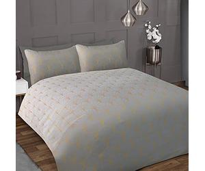 Sleepdown Ombre Metallic Deco Grey Scallop Luxury Soft Cosy Easy Care Duvet Cover Quilt Bedding Set with Pillowcases - Double (200cm x 200cm) 5056242818298