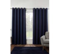 Sleepdown Pair of Ultra Soft Blackout Eyelet Curtains Navy