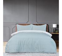 Sleepdown Pinstripe Blue Reversible Duvet Set, Super Soft Microfibre Double Duvet Cover 200 X 200 CM, Button Fastening, 100% Polyester Bedding Set with Pillowcase & Fitted Sheet
