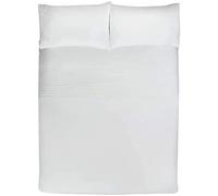 Sleepdown Pintuck Pleated Striped Panel Luxury Easy Care Soft Cosy Duvet Cover Quilt Bedding Set with Pillowcases, Polycotton, White, King (220 cm x 230 cm)