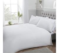 Sleepdown Pintuck Pleated Striped Panel White Luxury Easy Care Soft Cosy Duvet Cover Quilt Bedding Set with Pillowcases - White, Double (200 cm x 200 cm)