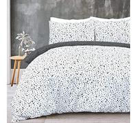 Sleepdown Polka Dots Reversible Black White Mono Duvet Cover Quilt Pillow Cases Bedding Set Soft Easy Care - Super King (220cm x 260cm)