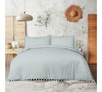 Sleepdown Pom Duck Egg Luxury Easy Care Plain Duvet Cover Quilt Bedding Set with Pillowcases-Super King (220cm x 260cm), Polyester