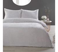 Luxurious Pom Pom Fleece Duvet Cover with Pillowcases Smart Living Silver Single